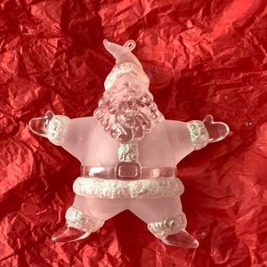 GLASS SANTA CHRISTMAS HOLIDAY ORNAMENT- CLEAR AND FROSTED GLASS